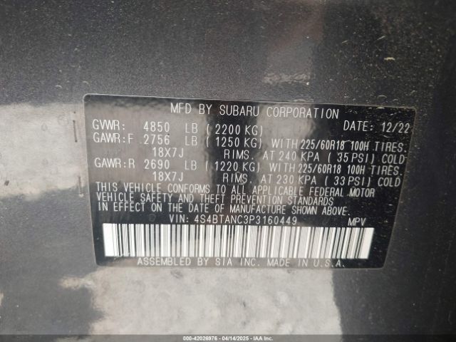 4S4BTANC3P3160449 Subaru Outback Limited