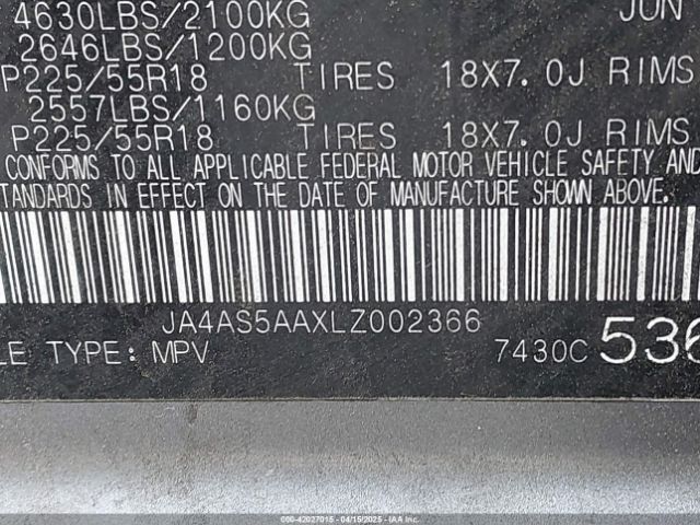 JA4AS5AAXLZ002366 Mitsubishi Eclipse Cross Se 1.5t
