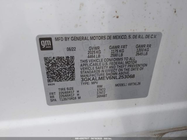 3GKALMEV6NL253068 GMC Terrain Fwd Sle