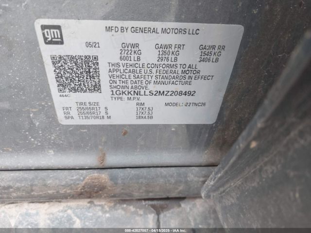 1GKKNLLS2MZ208492 GMC Acadia Awd At4