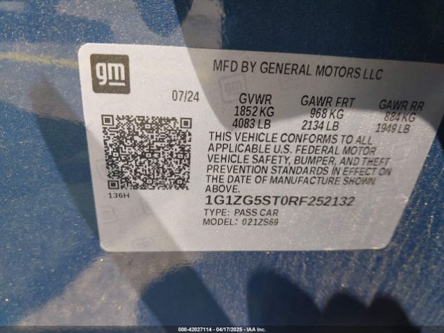 2024 CHEVROLET MALIBU 1G1ZG5ST0RF252132 Photo 8