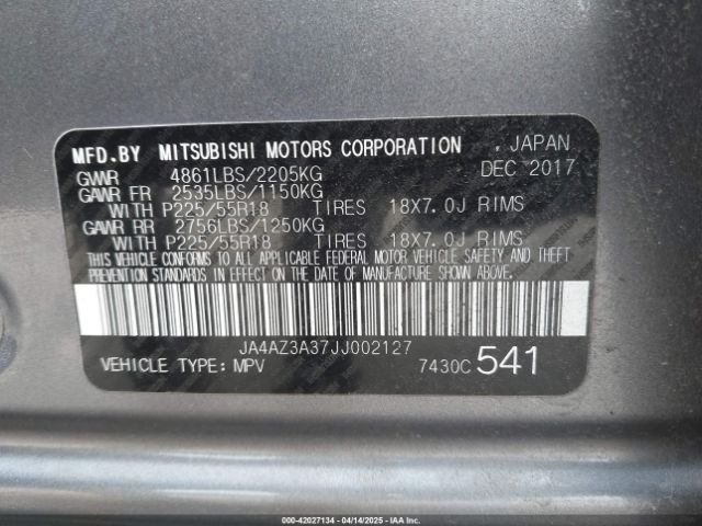 2018 MITSUBISHI OUTLANDER JA4AZ3A37JJ002127 Photo 8