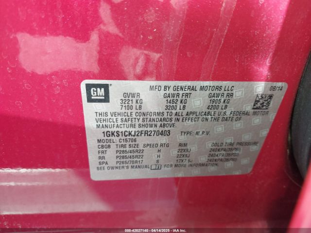 1GKS1CKJ2FR270403 GMC YUKON DENALI