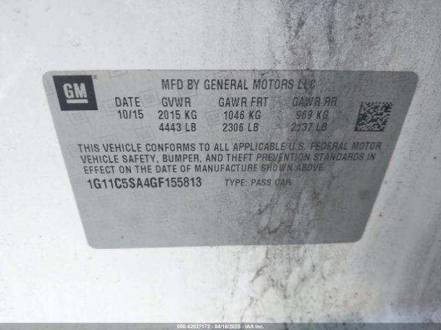 1G11C5SA4GF155813 Chevrolet Malibu Limited Lt