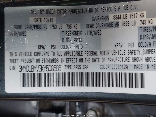 2019 TOYOTA YARIS 3MYDLBYV3KY508686 Photo 8