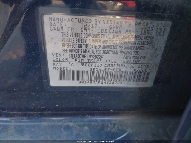 3N1AB7AP5HY282241 Nissan SENTRA S