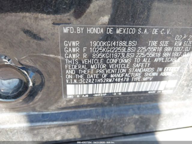 3CZRZ1H52RM748479 Honda Hr-v 2wd Sport/2wd Sport W/o Bsi