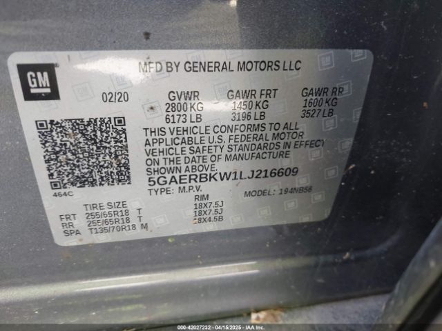 5GAERBKW1LJ216609 Buick Enclave Fwd Essence