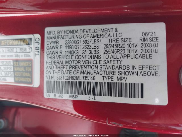 5J8TC2H62ML035346 Acura Rdx A-spec Package