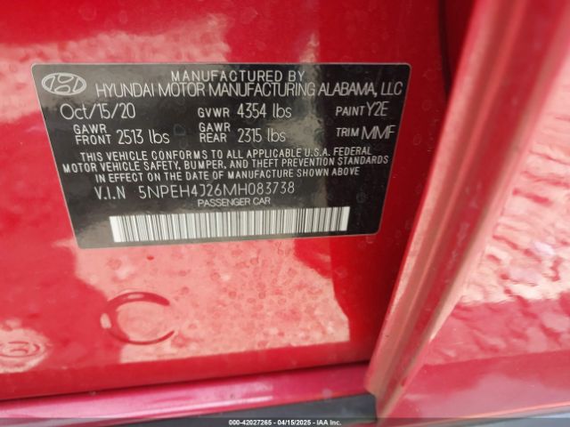 5NPEH4J26MH083738 Hyundai Sonata Limited