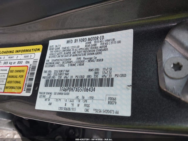1FA6P0H7XG5106434 Ford FUSION SE