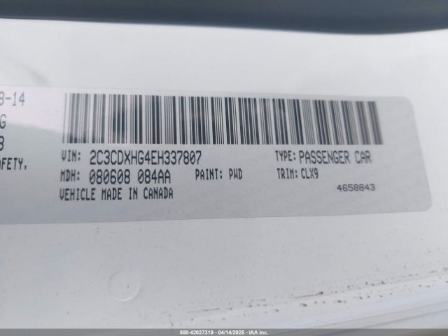 2C3CDXHG4EH337807 Dodge Charger Sxt Plus