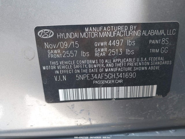 5NPE34AF5GH341690 Hyundai Sonata Sport