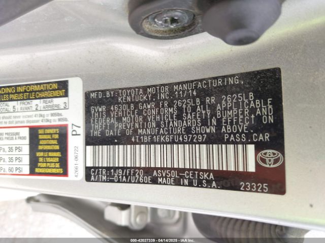4T1BF1FK6FU497297 Toyota CAMRY SE