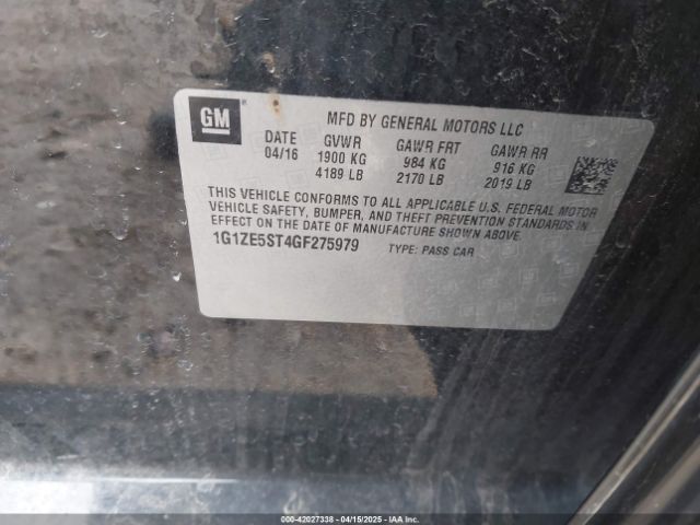 1G1ZE5ST4GF275979 Chevrolet lfv - di: direct injection, vvt, gen1 gmna