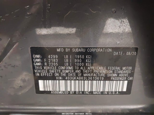 4S3GKAB63L3613619 Subaru IMPREZA SEDAN