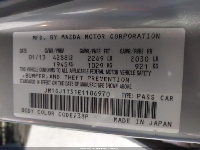 JM1GJ1T51E1106970 Mazda Mazda6 I Touring