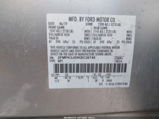 2019 FORD EDGE 2FMPK3J95KBC26748 Photo 8