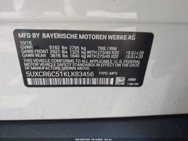 5UXCR6C51KLK83456 BMW X5 Xdrive40i