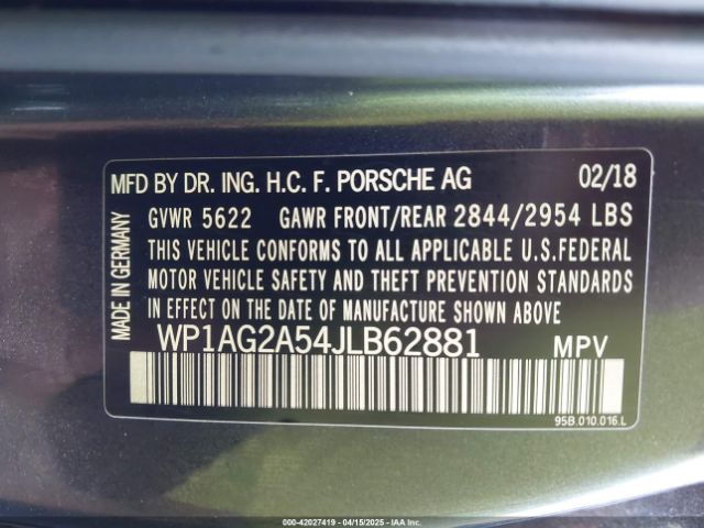 2018 PORSCHE MACAN WP1AG2A54JLB62881 Photo 8