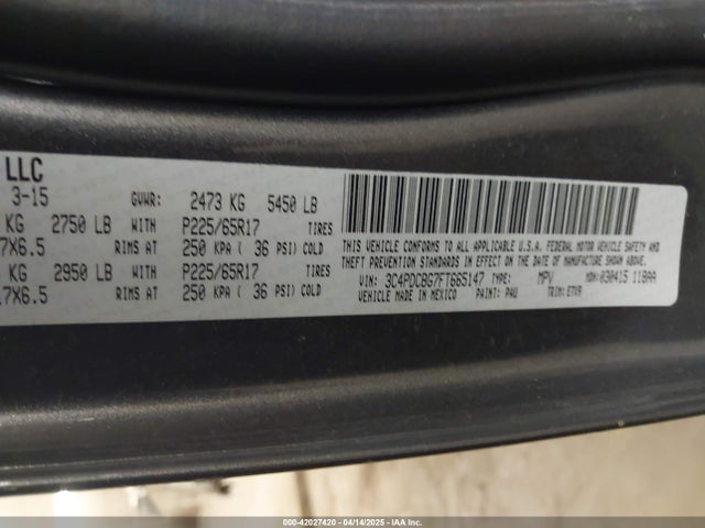 3C4PDCBG7FT665147 Dodge Journey Sxt