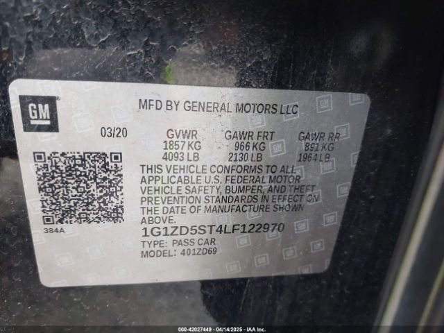 1G1ZD5ST4LF122970 Chevrolet Malibu Fwd Lt