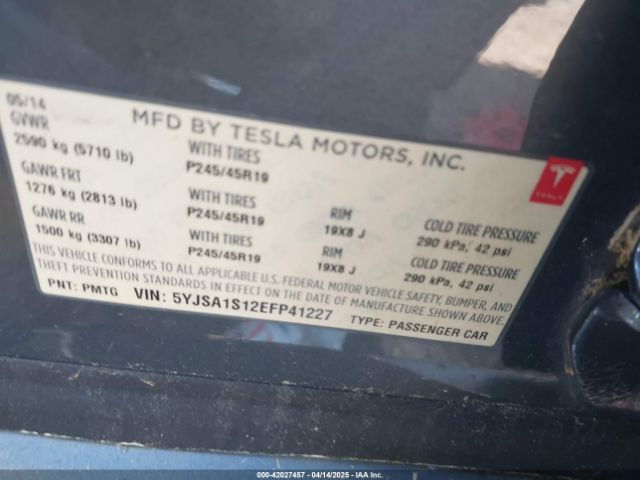5YJSA1S12EFP41227 Tesla MODEL S