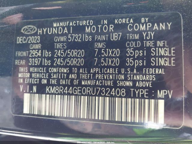 KM8R44GE0RU732408 Hyundai Palisade Sel