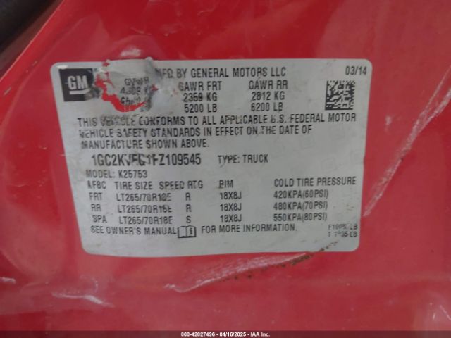1GC2KVEG1FZ109545 Chevrolet Silverado 2500hd Lt