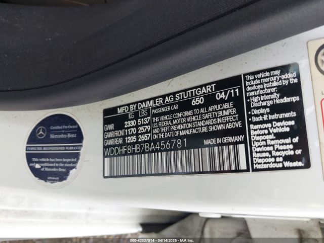 2011 MERCEDES-BENZ E 350 WDDHF8HB7BA456781 Photo 8