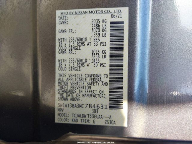 2021 NISSAN ROGUE 5N1AT3BA3MC784631 Photo 8