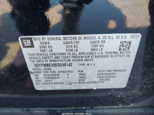 2014 CADILLAC SRX 3GYFNBE39ES598142 Photo 8