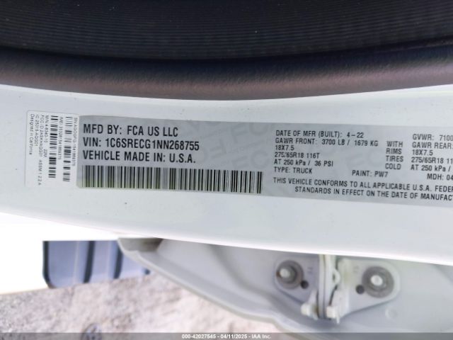 1C6SRECG1NN268755 RAM 1500 Tradesman  4x2 6'4 Box