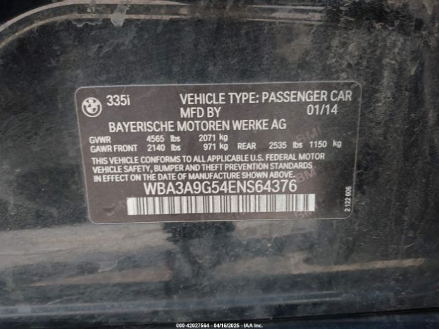 WBA3A9G54ENS64376 BMW 335i