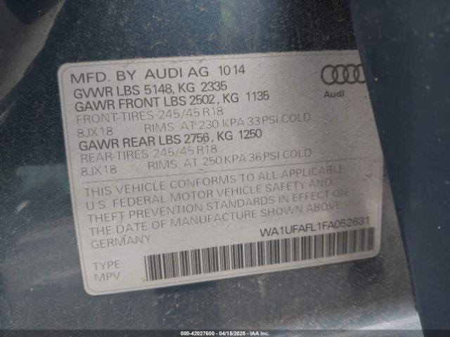 2015 AUDI ALLROAD WA1UFAFL1FA052631 Photo 8