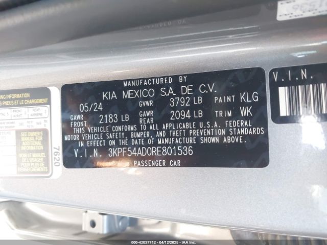 3KPF54AD0RE801536 KIA Forte Gt-line