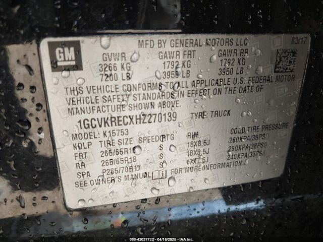 1GCVKRECXHZ270139 Chevrolet Silverado 1500 2lt