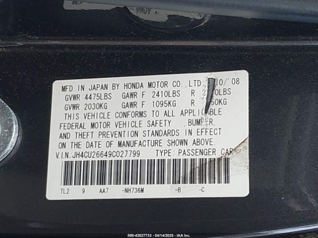 2009 ACURA TSX JH4CU26649C027799 Photo 8