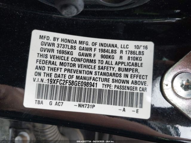19XFC2F58GE098941 Honda Civic Lx