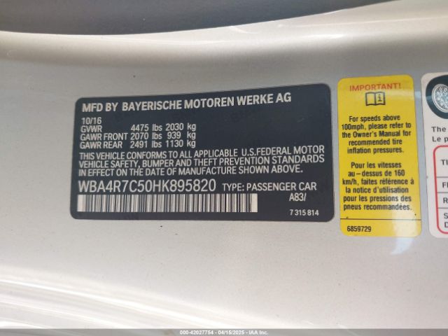 WBA4R7C50HK895820 BMW 430I