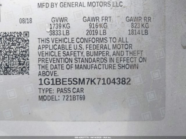 1G1BE5SM7K7104382 Chevrolet CRUZE LT