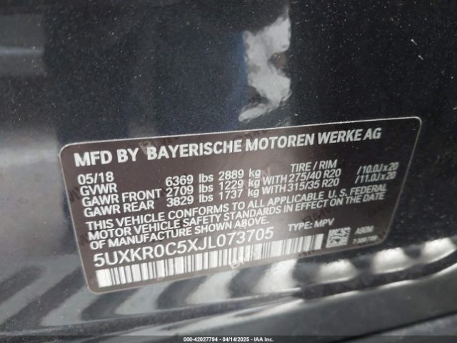 5UXKR0C5XJL073705 BMW X5 Xdrive35i