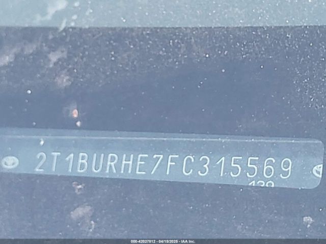 2T1BURHE7FC315569 Toyota Corolla S