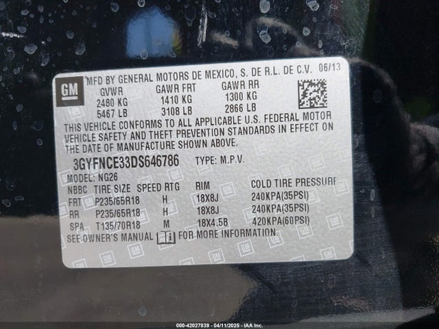 2013 CADILLAC SRX 3GYFNCE33DS646786 Photo 8