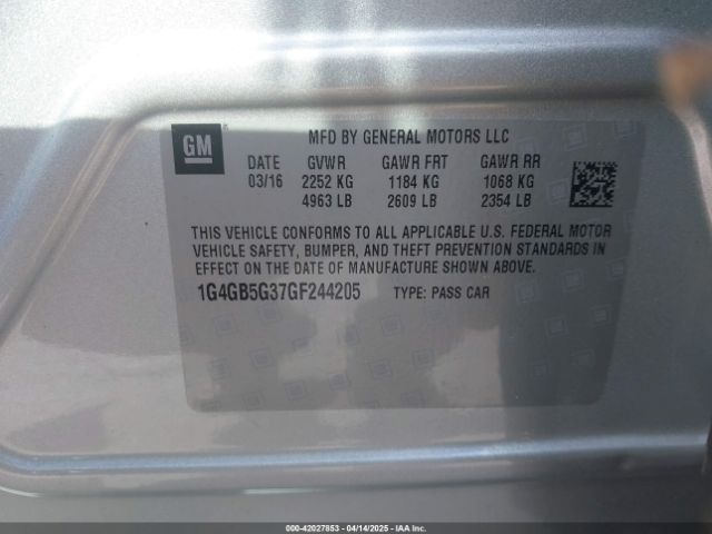 1G4GB5G37GF244205 Buick Lacrosse Leather