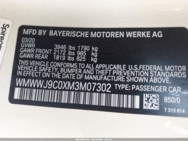 WMWWJ9C0XM3M07302 Mini Convertible John Cooper Works