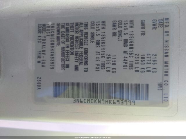 3N6CM0KN9HK693999 Nissan NV200 SV