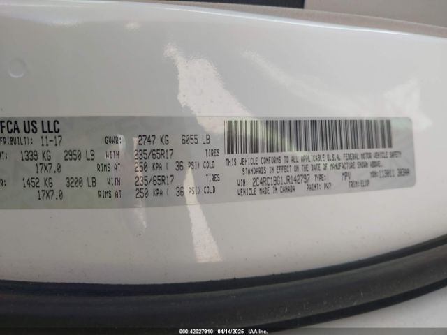 2C4RC1BG1JR142797 Chrysler Pacifica Touring L
