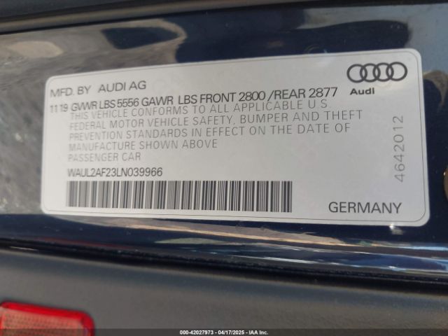 WAUD3BF23RN039157 Audi A6 Premium 45 Tfsi Quattro S Tronic