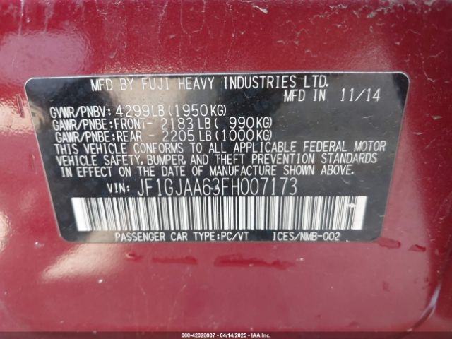 JF1GJAA63FH007173 Subaru Impreza 2.0i